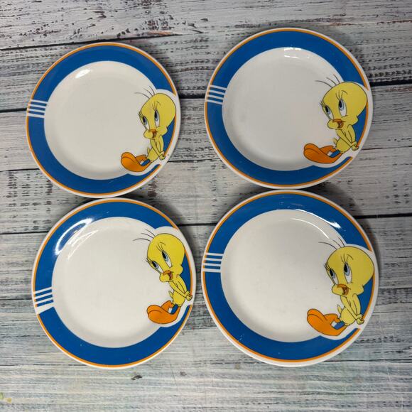 Gibson Other - Vintage Tweety Bird Salad Plates Set of 4 Gibson Looney Tunes Warner Bros 1990s